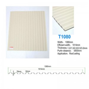 T1080 Biały panel ścienny z PVC Plastikowa trapezowa płyta celingowa Blacha falista